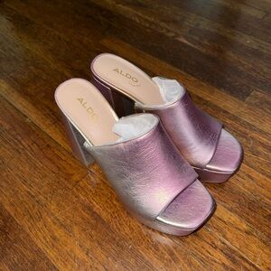 Pink Metallic Platform Heels